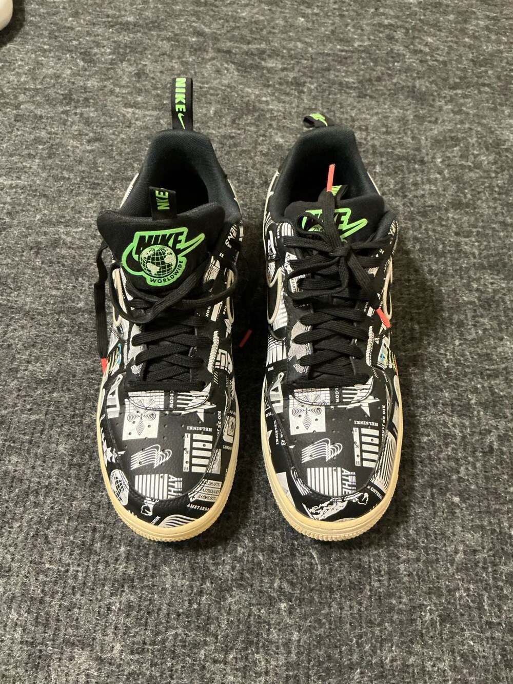 Nike Air Force 1 '07 LX Worldwide Sneakers Mens Size 11 Black White